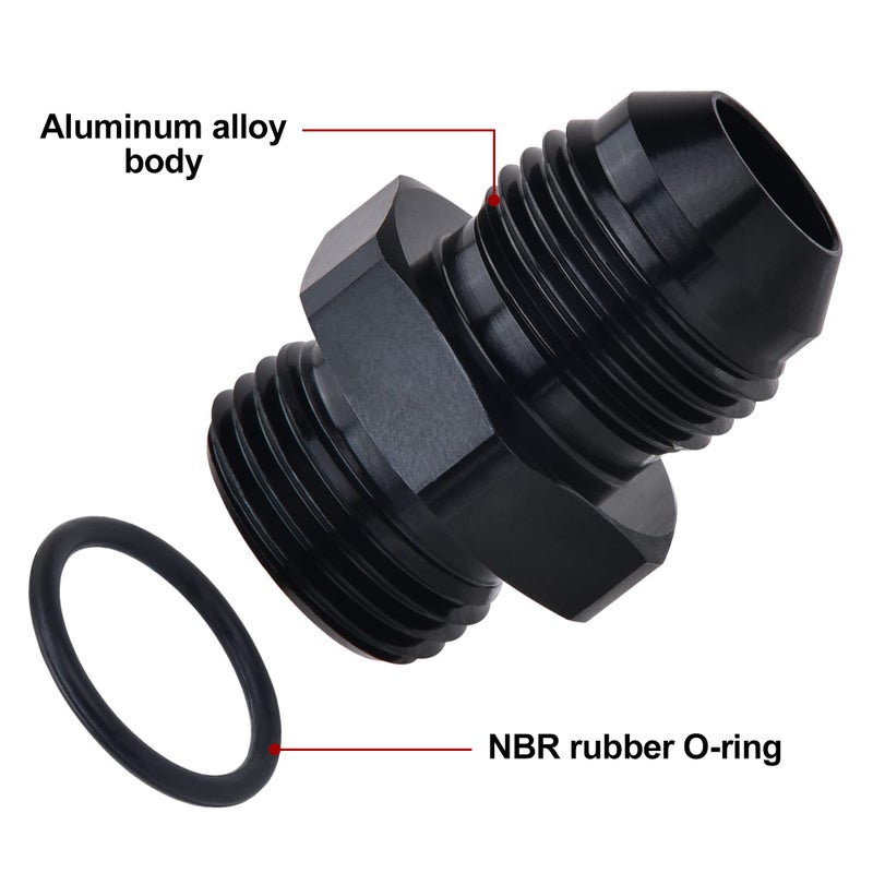 EVIL ENERGY 8AN Flare to 8AN ORB Male 2PCS Fuel Rail Adapter Fitting Black - Image 3